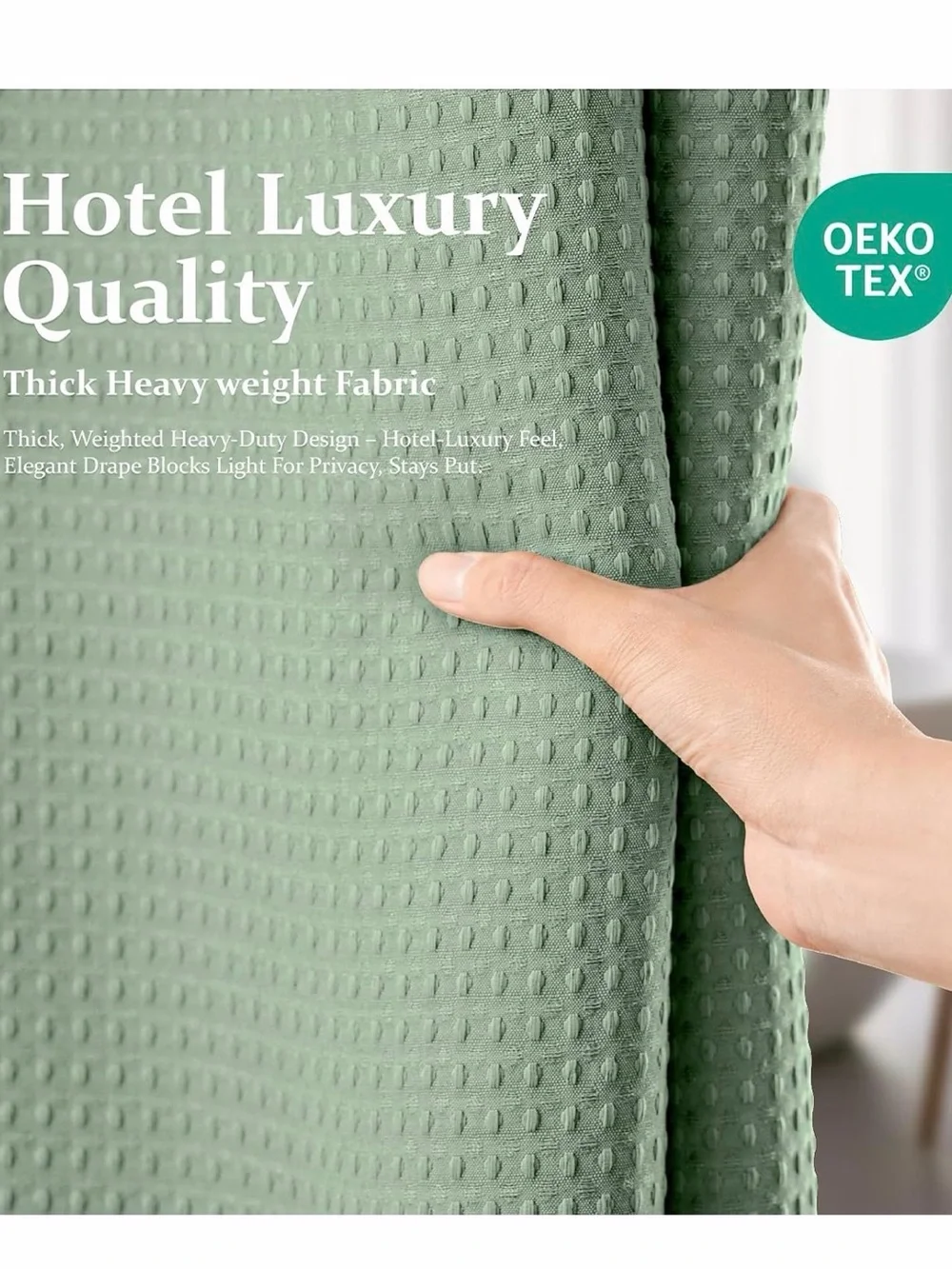 Water Resistant Waffle Weave Shower Curtain - Sage Green